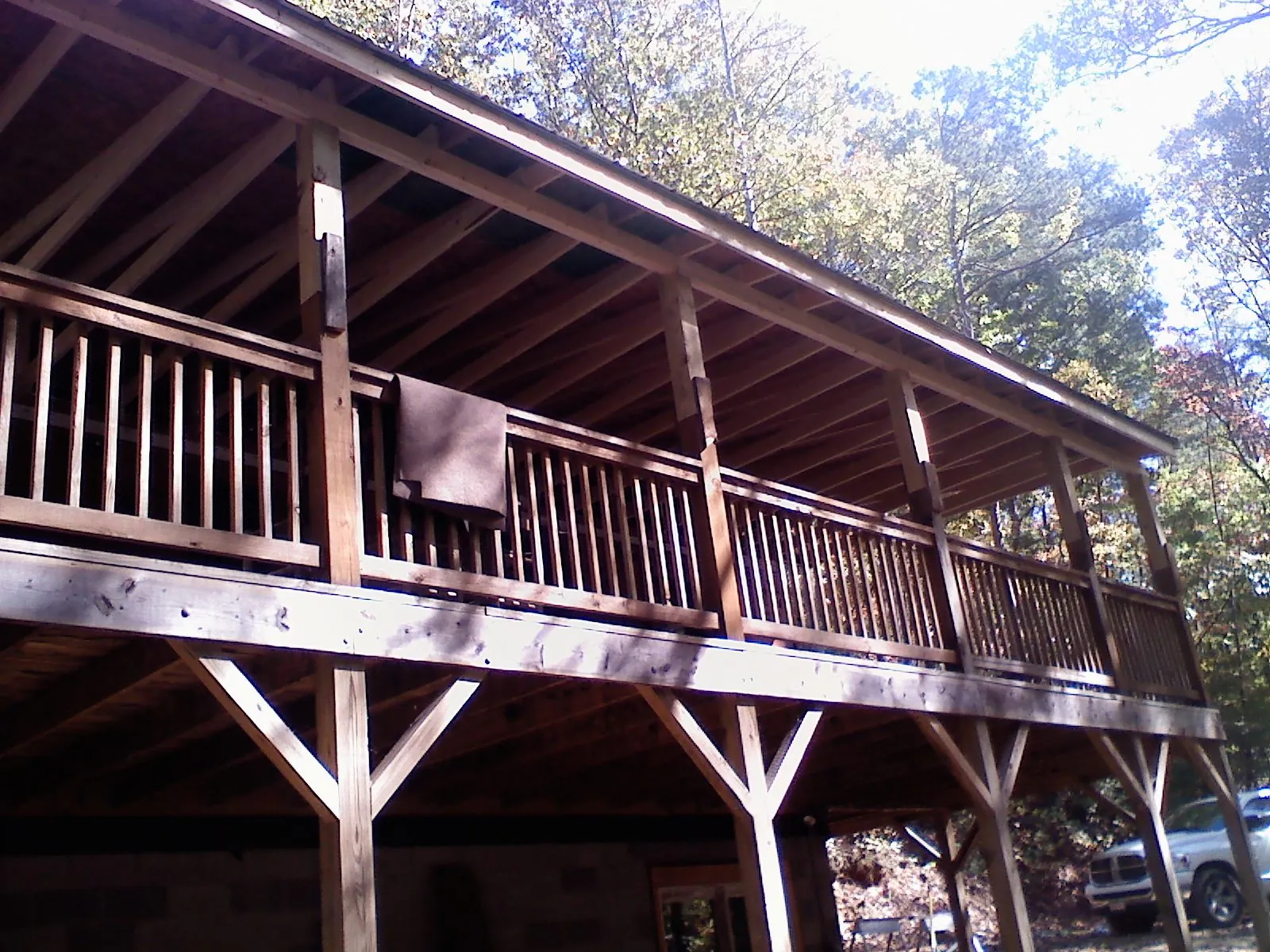 Timber framing under a new elevated porch and deck — Roof Leak Repair in Oostburg by Roofing Brothers